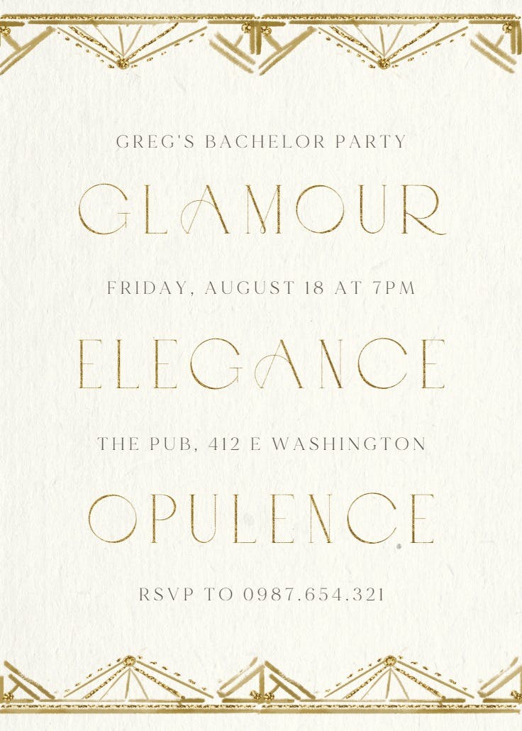 Big opulence text - bachelor party invitation